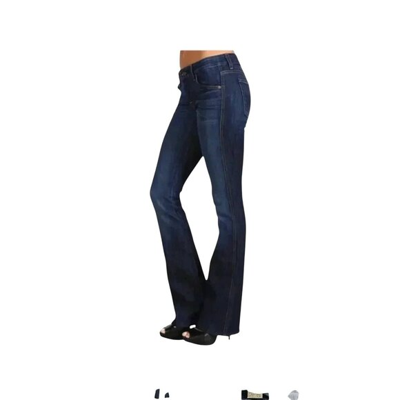 7 For All Mankind Womens 30 Flare Jeans Dark Wash 100% Cotton Made In USA - Picture 1 of 11